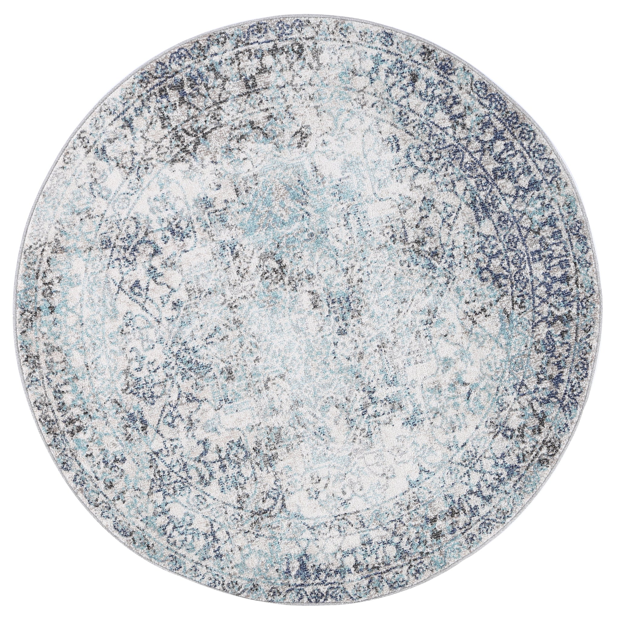 Salsa Adrianita Ivory & Blue Transitional Round Rug