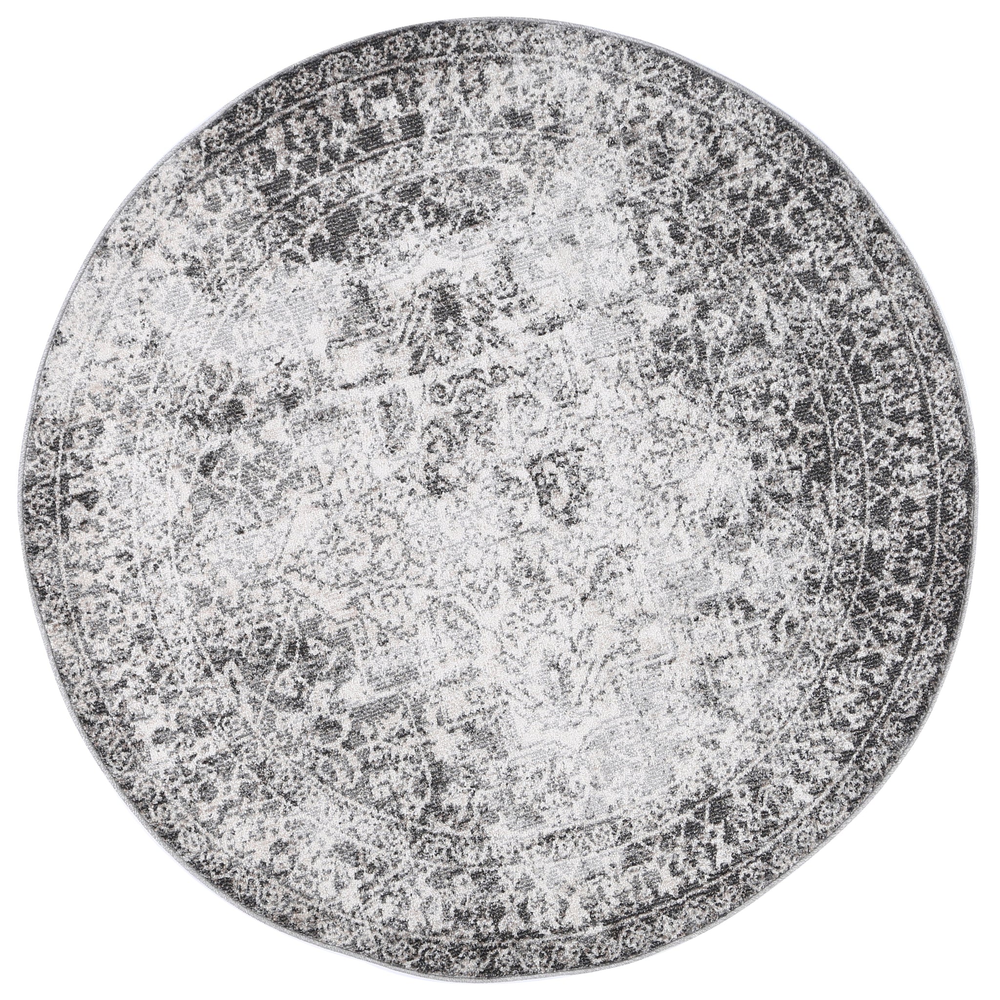 Salsa Carine Ivory & Grey Transitional Round Rug