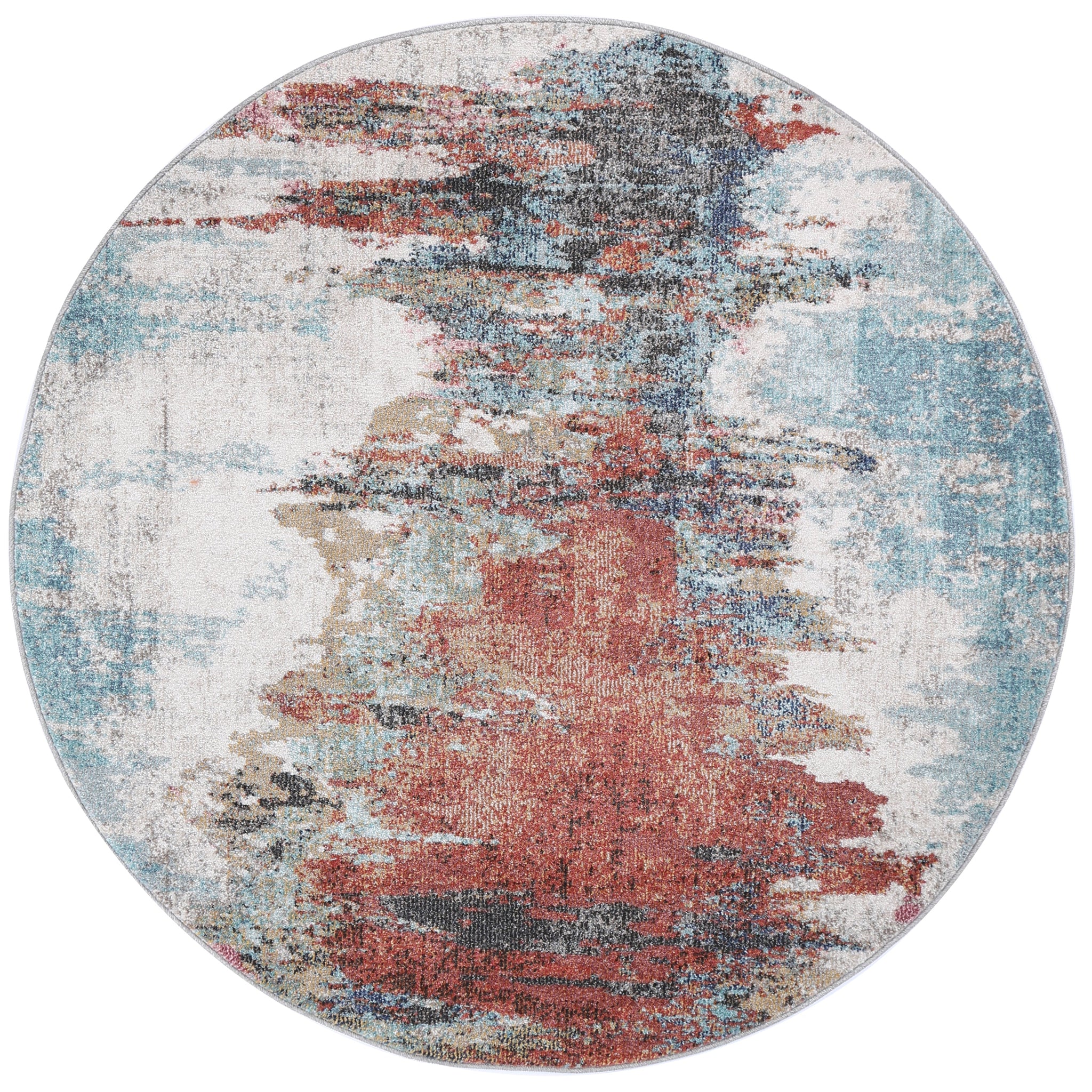 Salsa Jorge Blue & Terracotta Abstract Round Rug