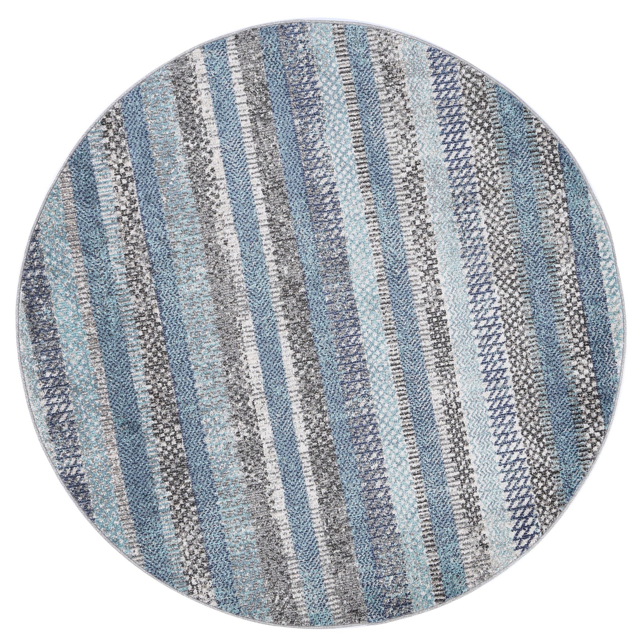 Salsa Luis Blue & Grey Tribal Round Rug