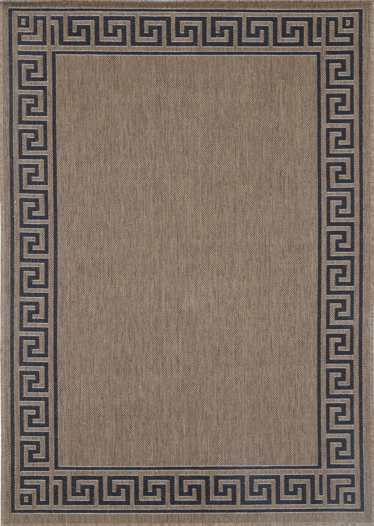 Sisalo Brown Beige Bordered Patterned Rug