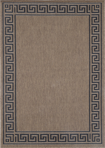 Sisalo Brown Beige Bordered Patterned Rug