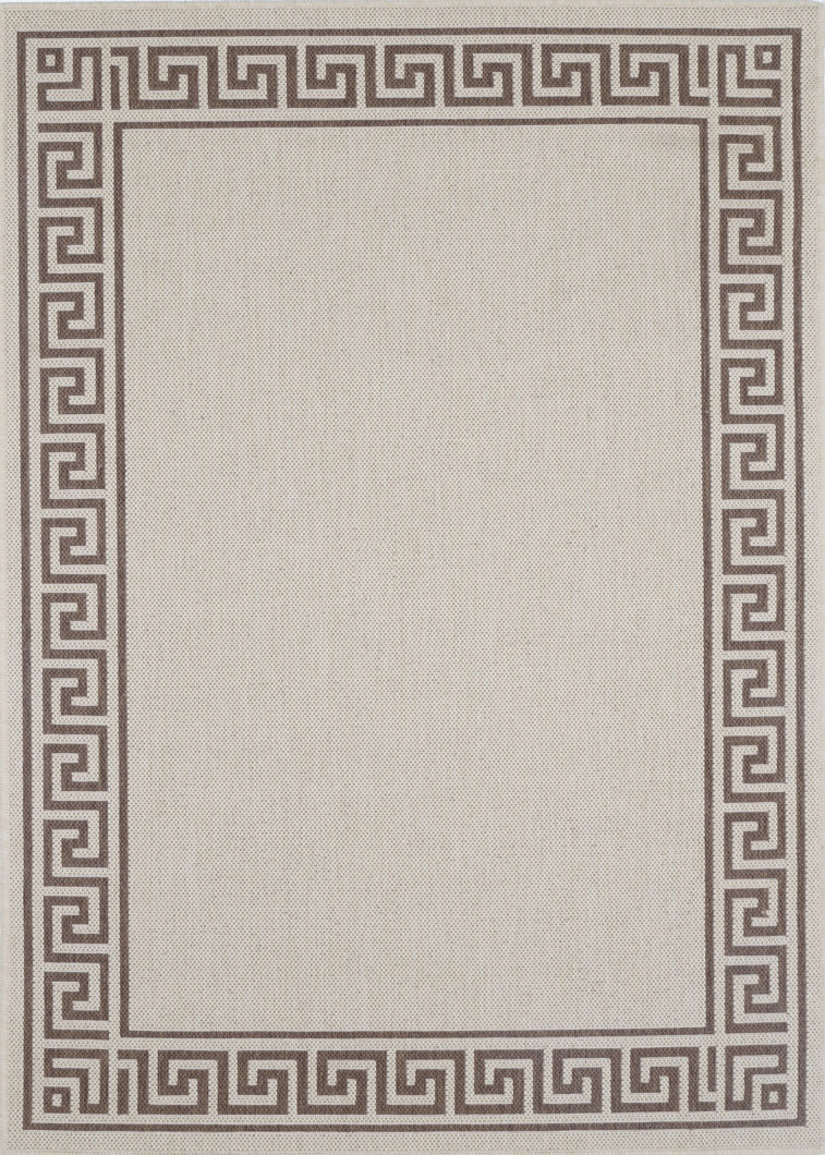 Sisalo Beige Bordered Patterned Rug