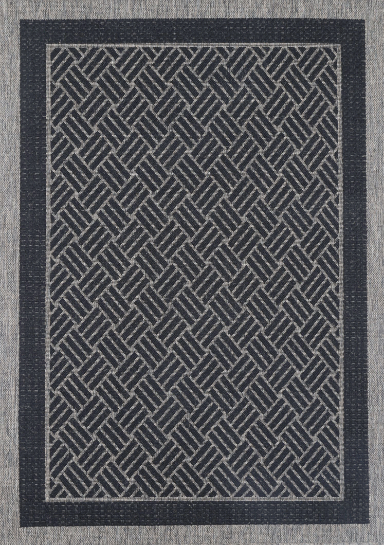 Sisalo Grey Geometric Ikat Bordered Rug