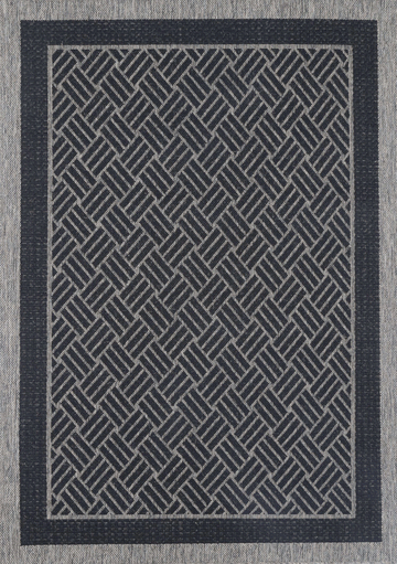 Sisalo Grey Geometric Ikat Bordered Rug